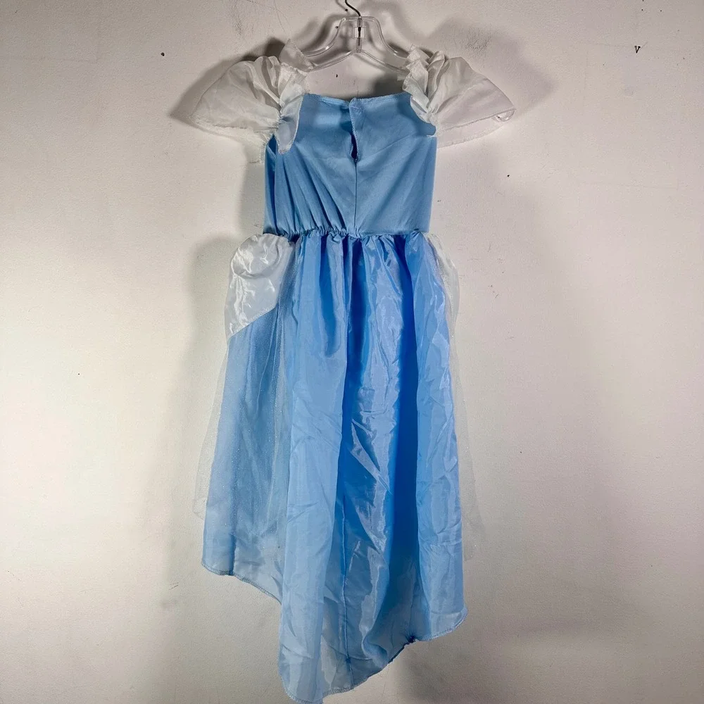 Disney Princess Cinderella Costume Dress Blue Sparkle Cameo Kids Small 4-6X